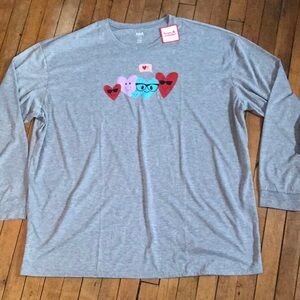 Women's Gray Long Sleeve Tee with Heart Design